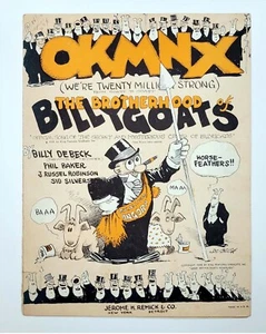 SHEET MUSIC – 1928 BARNEY GOOGLE OKMNX THE BROTHERHOOD OF BILLYGOATS - Picture 1 of 1