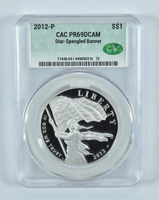 2012-P Star-Spangled Banner Commemorative Silver Dollar PR69 DCAM CAC - Image 1 of 4