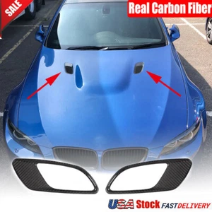 Real Carbon Fiber Hood Vent Air Duct Covers Fit For BMW E90 E92 E93 M3 2009-2013 - Picture 1 of 14