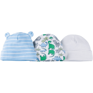 Gerber Childrenswear 3-Pack Infant and Baby Boys Dinosaur Caps (NEW) - Picture 1 of 1