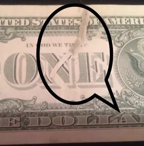 Us Paper Bills $1 Ink Error (very Unique Error) - Picture 1 of 7