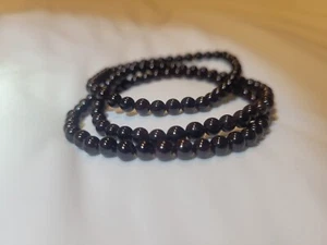 Natural Garnet Bracelet 4mm set of 3 - Picture 1 of 5