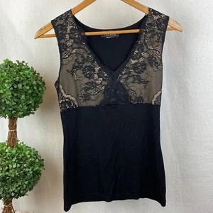 Venus Black Sleeveless Lace Bodice Tank Top L - Picture 1 of 5