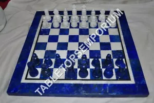 18 Zoll Marmor Schach Quadratisches Brett Lapis Lazuli Einlage Handarbeit Deko Geschenk E1116 - Bild 1 von 4