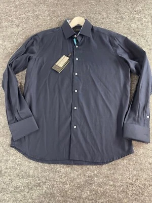 Camisa de vestir Coogi para hombre grande azul 16,5 abotonados puño francés liso clásica N73 Foto 1 de 4