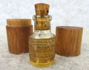 Vintage Underwood's Superior Typewriter Oil Mini Bottle in Wood Case - Picture 1 of 9