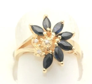 Anillo de diamantes de zafiro marquesa de 1,00 quilates oro 14k totalmente nuevo compra en tienda $950 - Imagen 1 de 5
