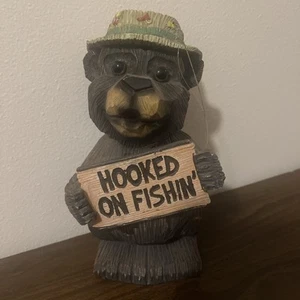 Hooked On Fishin’ Bear For Man Cave Or Cabin - Picture 1 of 6