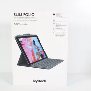Logitech Slim Folio Bluetooth Keyboard Cover For Apple iPad 7/8/9th Gen - Afbeelding 1 van 23