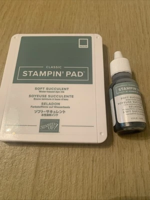Б/у снятый с производства Stampin Up! Мягкая суккулентная чернильница и соответствующая чернильница - Изображение 1 из 2
