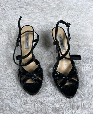 Saks Fifth Avenue Vero Cuoio Women's Black Strappy Heels Size 10B Italy Made - Image 1 of 4