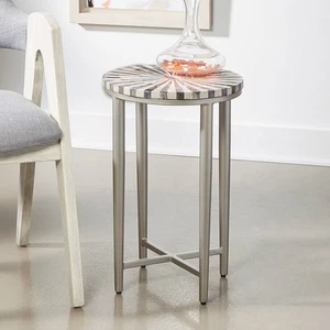 Hannibal Modern Iron Round Accent Table 14" for Silver Pinwheel for Living Room - Picture 1 of 7