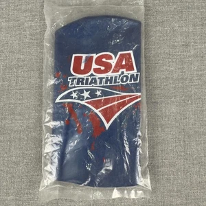 USA Triathlon TYR Swim Cap Navy Blue Red White Sports Gym Swimming Training - Picture 1 of 5