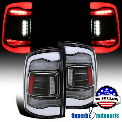 For 2009-2018 Dodge Ram 1500 2010-2018 2500 3500 Black Tail Lights+LED Strip Bar Foto 1 de 4