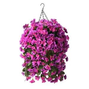 Artificial Fake Hanging Plants Flowers Basket for Summer Outdoor Outside Deco... - Picture 1 of 6