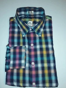 PETER MILLAR l/S Button Front Plaid 100% Cotton Shirt Size L - Picture 1 of 6