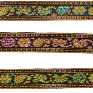 3/4 Inch wide Metallic lurex woven jacquard ribbon - price per yard - Picture 1 of 4