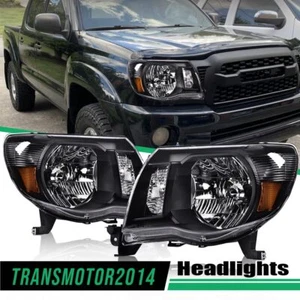 Fit For 05-11 Toyota Tacoma Clear Lens Black Housing Headlights LH & RH Side 2Pc - Picture 1 of 8