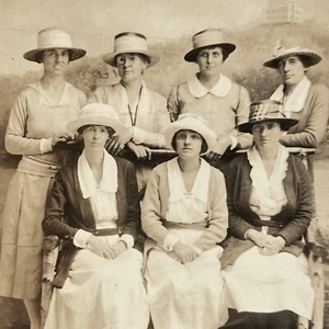 Antique RPPC Real Postcard Group Photograph Lovely Women Great Hats Dresses - Picture 1 of 7