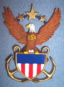 Hallmark NEW USA Military EAGLE ornament NAVY NIB Serving With Pride anchors 296 - Picture 1 of 3