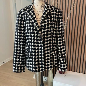 Lafayette 148 Blazer 10 Virgin Wool Old Money Preppy black/white office academia - Picture 1 of 8