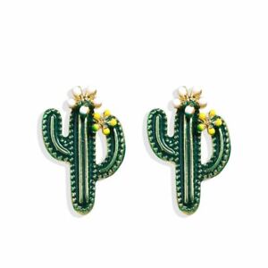 Fashion Simple Green Cactus Plant Stud Earrings Women Wedding Jewellery Gifts