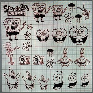 SPONGEBOB VINYL STENCIL FOR CUSTOM SHOES SNEAKERS AND SMALL PROJECTS 27 PCS - Picture 1 of 2