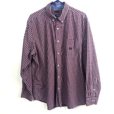 Men's Chaps Red Blue White Plaid Pocket Button Up Long Sleeve Shirt Size XL - Image 1 of 4