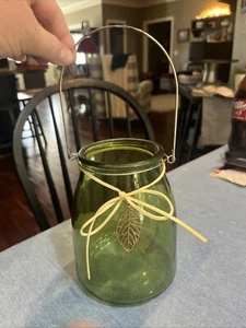 Tarro de vidrio verde manzana estilo país candelabro linterna/flor tarro - Imagen 1 de 5