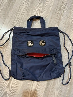 Mochila Anya Hindmarch Nave Azul Ojo Cristal Estrás Cara Lujo Cartera Foto 1 de 4