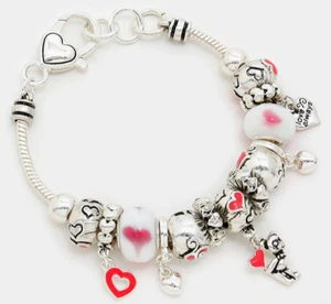 BRIGHTON BEACH Filigree Heart Teddy Bear Charm Bracelet - Picture 1 of 1