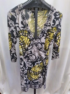 ALFANI (petite) BLACK & GOLD  BUTTERFLY WING PATTERN DRESS WITH RHINESTONES - Image 1 of 4