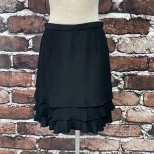 Kenzo Skirt Womens 38 US 6 S Small Black Pencil Straight Ruffles Silk Coquette - Picture 1 of 12