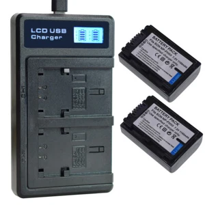 2Battery +USB Charger for Sony NP-FH50 NP-FH40 NP-FH30 Alpha DSLR A230 A330 A380 - Picture 1 of 11