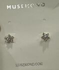 Musemond 14k Solid Gold Dazzle Flower Stud Pair Earrings -cz-brand New-butterfly