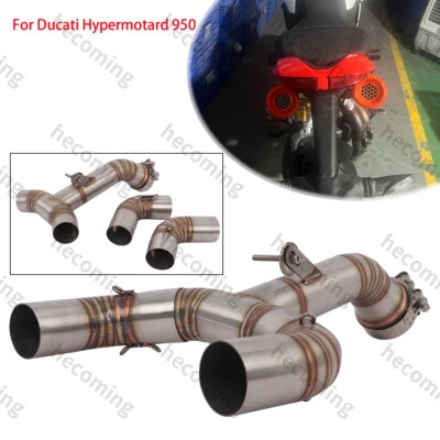 Exhaust Pipe For Ducati Hypermotard 950 2019-2024 Slip on Dual Muffler Mid Pipe — 第 1/4 张图片