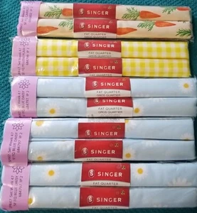 Singer Fat Quarter Lot Of 5 SPR47 Blue Daisy Yellow Plaid Carrots 2 Per Pkg - Picture 1 of 4