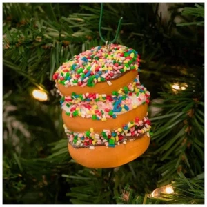 Chocolate & Vanilla Frosting Donut Christmas Ornaments 2.2" - Picture 1 of 2