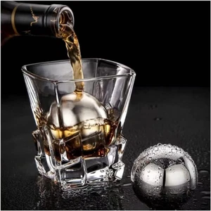 Reusable Stainless Steel Ice Cube Metal Large Whiskey Stones Gift Set for Men Ch - Picture 1 of 12