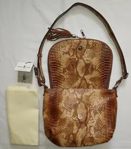 Gianni Conti Shoulder Crossbody Bag NWT Brown Leather Snake Pattern #6876747 - Picture 1 of 5