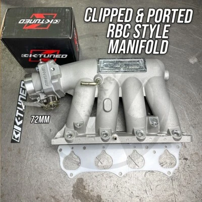 RBC Pro Clipped Ported Intake Manifold K20 K24 K-Swap K-Tuned 72mm Throttle Body - Image 1 of 4
