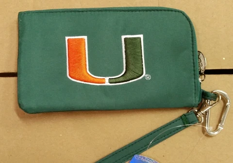 Miami Hurricanes ID Wallet Wristlet Cell Phone Case Charm 14 Purse Cover