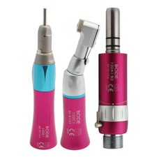 Dental Straight Contra Angle Air Motor Low Speed Handpiece 2Hole Pink Handstück