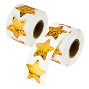 1000Pcs 1.5 Inch Large Holographic Gold Star Stickers Adhesive Labels for School - Picture 1 of 7