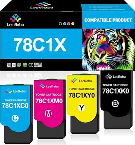 LeciRoba 8500-Pages Replacement for Lexmark 78C1XK0 78C1XC0 78C1XM0 78C1XY0 -NEW - Picture 1 of 8