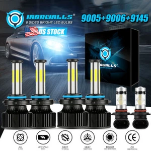 For Chevy 03-07 Silverado 02-05 Avalanche 6-sides 9005 9006 9145 LED Headlights - Bild 1 von 12