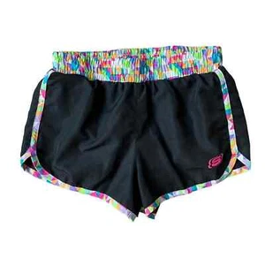 Girls L 10-12 Skechers Black Rainbow Lined Running Athletic Active Summer Shorts - Picture 1 of 2