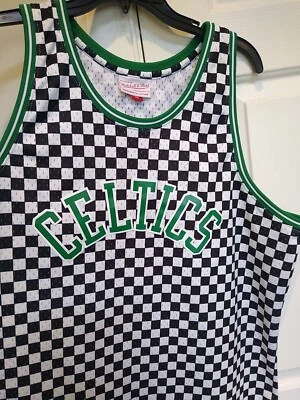 Camiseta de los Boston Celtics Mitchell & Ness NBA a cuadros XL negra blanca verde nueva  Foto 1 de 4