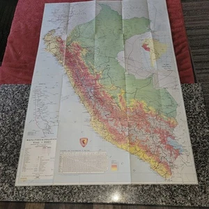 1985 Map of Peru Physical Political Road Map (in Spanish) Wall Art 38" x 28 1/2" - Picture 1 of 7