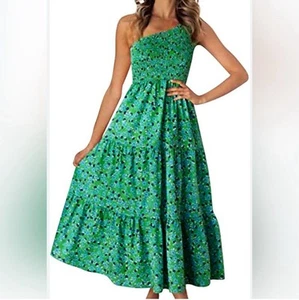 BTFBM smocked one shoulder dainty floral fit and flare dress size 2x - Picture 1 of 3
